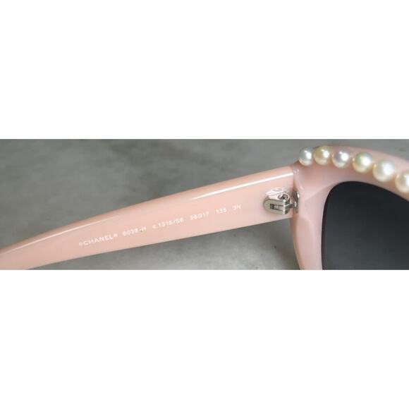 Chanel PINK SHELL FLESH Color 6040H 714/S7 Sunglasses Peek A Boo Pearls CAT EYE - Picture 14 of 16